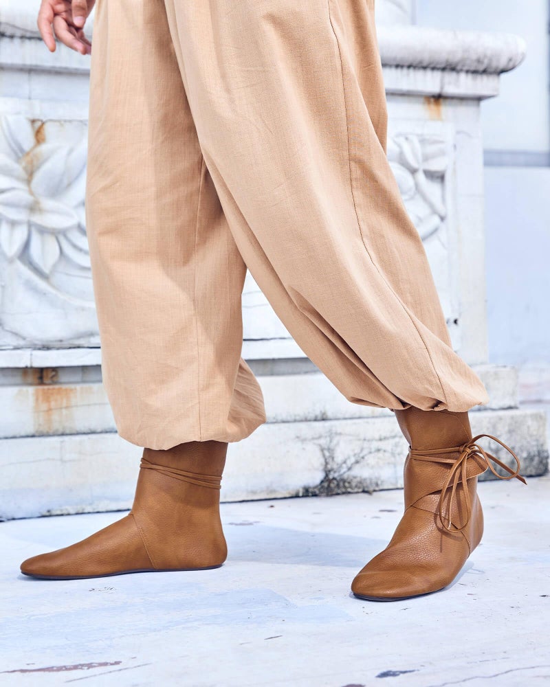 Syktkmx Mens Renaissance Slip on Loafer Boots Lace Up Medieval Cosplay Western Pirate Viking Tied Halloween Cuff Shoes - Image 3